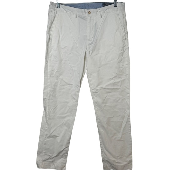 Polo Ralph Lauren Stretch Straight Fit Washed Chino Pants White 34 32 Logo